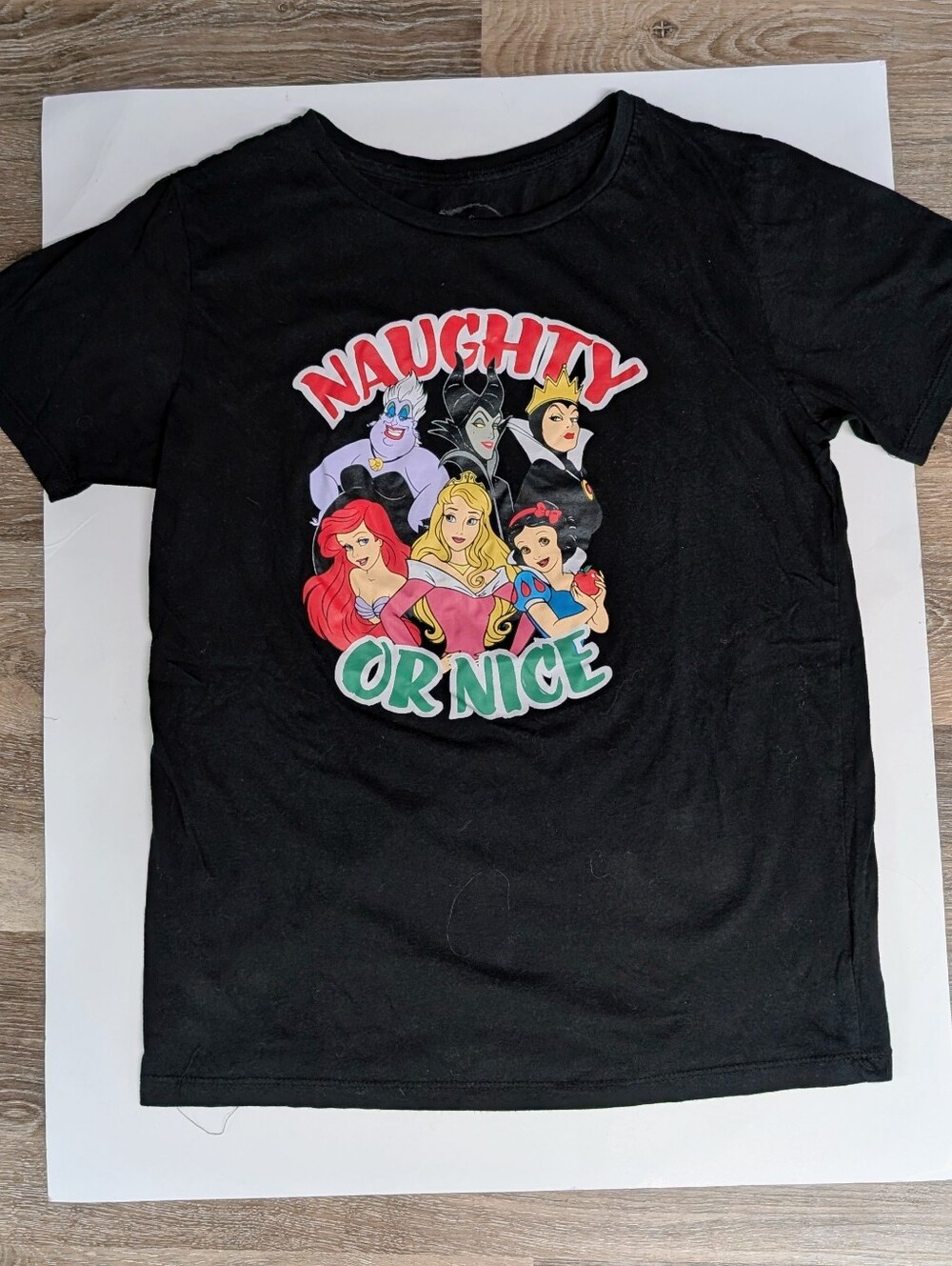 Disney Naughty Or Nice Graphic Tee- Princesses & Villains -Size Large